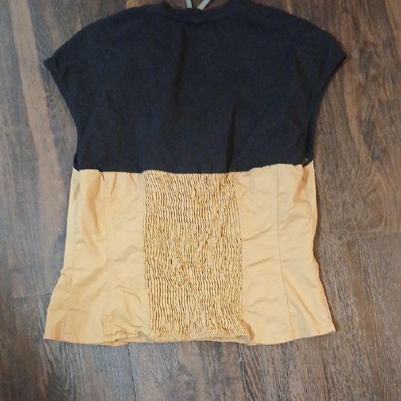 Anthropologie Black and‎ Tan Cap Sleeve Bustier Muscle Tee - Picture 5 of 11